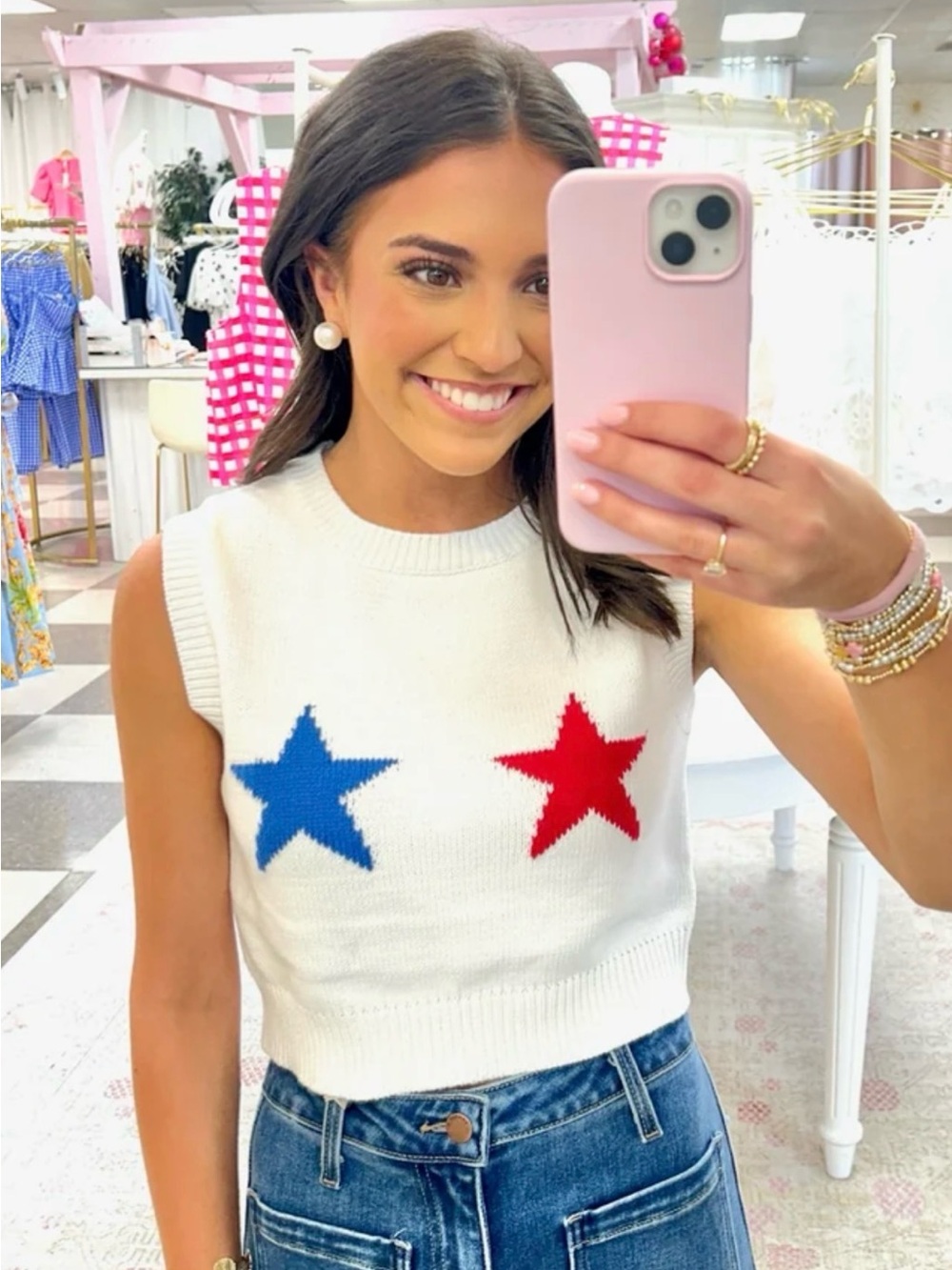 Needii All Stars Crop Vest Top White Red Blue Small Zara Style 4th July